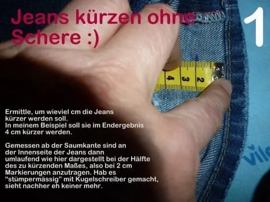 Mit dieser Methode kannst du deine Jeans ganz leicht ohne Schere kürzen und dabei den Originalsaum erhalten, wie im Artikel gezeigt.