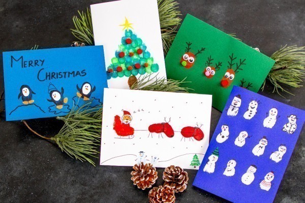 Lustige Weihnachtskarten, die mit wenig Zubehör im Daumenumdrehen gemacht sind.