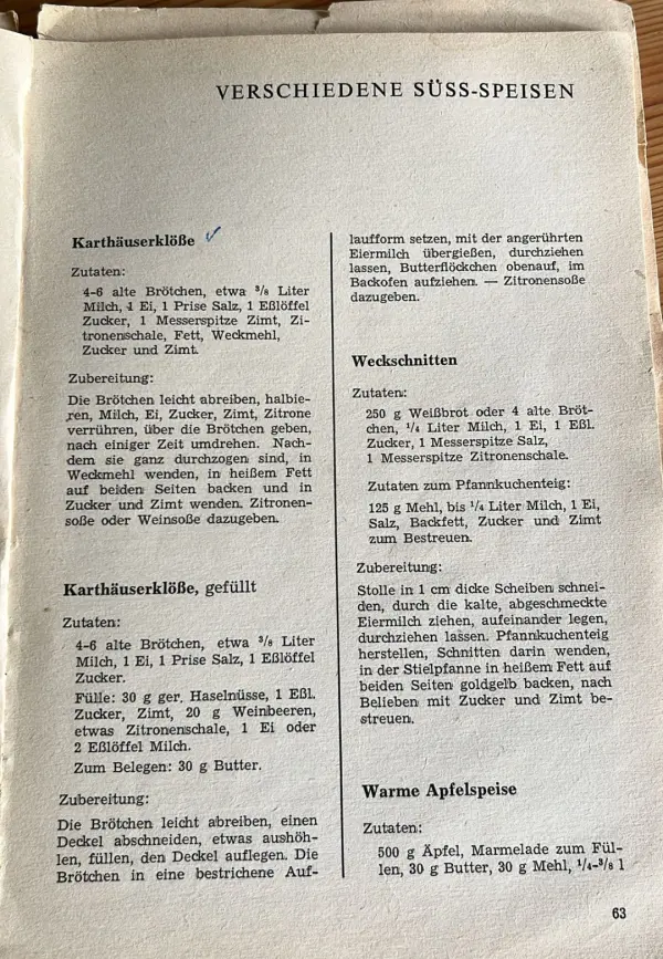 Auch 1964 konnten unsere Omas und Mütter schon auf Kochücher zurückgreifen. Natürlich nicht bunt bebildert und schlicht gehalten.