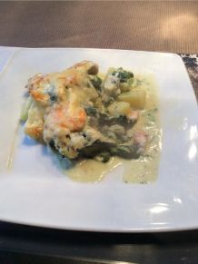 Kartoffel-Spinat-Lachs-Garnelen-Auflauf