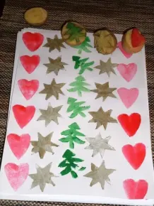 Kleiner Stempel aus roher Kartoffel - zum Basteln & Dekorieren