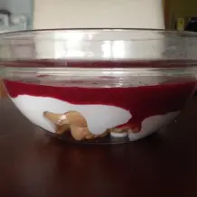 Quark Nachspeise mit Mini-Windbeutel