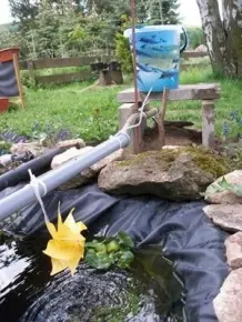 Wasserspiel für den Teich mit einer Windmühle