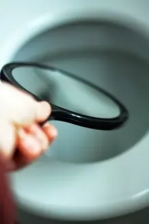 WC reinigen - mit Spiegel unter den Rand schauen