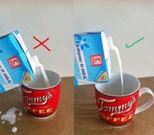Ausgießen aus einem Tetra Pak