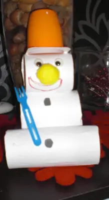Schneemann aus Klopapierrolle