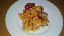 Kartoffelauflauf mit Bratwurst und Porree