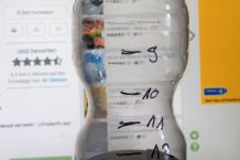 Trinken nicht mehr vergessen mit beschrifteter Flasche