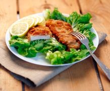 Schnitzel mit gewölbter Panier/Panade