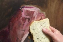 Ölbilder mit Weißbrot reingen