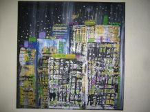 Acrylmalerei: Wandbild Metropole bei Nacht