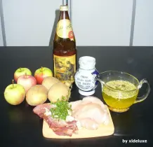Speckäpfel mit Hähnchenbrust und Thymiankartoffeln