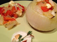 Gefüllte Gemüsezwiebeln mit Schafskäse - vegetarisch