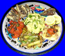 Sardinen mit Polenta und Backgemüse