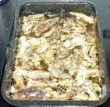 Sardinen mit Polenta und Backgemüse