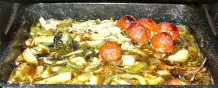 Sardinen mit Polenta und Backgemüse