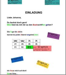 Schriftliche Einladung von Oma an Enkel/in