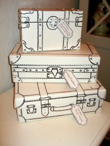 Shabby chic Kartons im "Kofferlook"