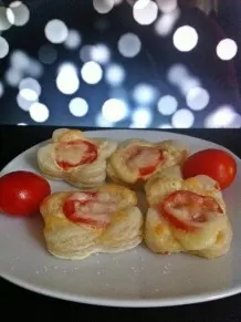 Blätterteig Snacks mit Tomaten, Kräuterfrischkäse & Mozzarella