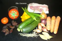 Putenschenkel mit Gemüse und Kartoffeln aus dem Backofen