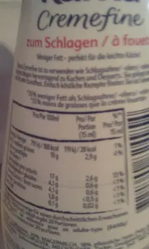 Lange haltbare Schlagsahne - weniger Fett