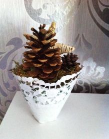 Herbstdeko mit Tannenzapfen