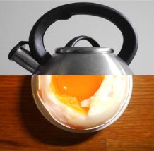 Eier im Flötenkessel kochen