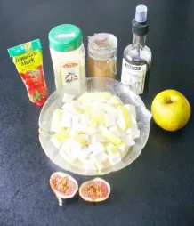 Gebratener marinierter Tofu in fruchtiger Apfel-Feigensoße