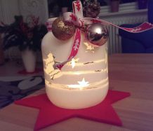 Advents-Windlicht nach Batik-Art