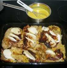 Überbackene Mozzarella-Hähnchenfilets mit geschmortem Chicoree