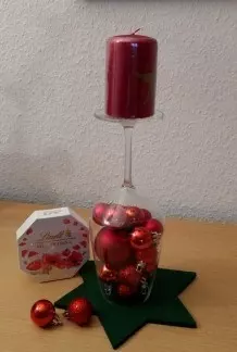 Weinglas adventlich dekorieren