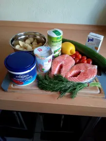 Lachssteaks mit Hummer-Dill-Soße