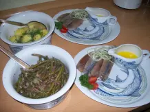 Matjes mit Petersilienkartoffeln und grünen Speckbohnen