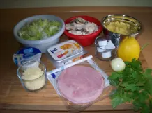 Schinken-Pfanne mit frischen Champignons und Nudeln