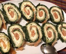 Lachsrolle mit Spinat und Frischkäse