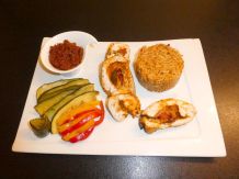 Pesto-Putenbrust mit Zucchini und Tomatenreis