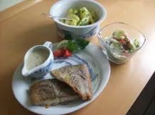 Gebratener Seelachs mit Kapern-Zwiebel-Bechamel-Soße