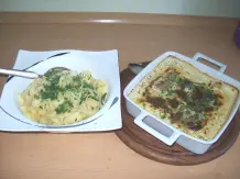 Gratinierter Lachs mit Nudeln in Muskatbutter