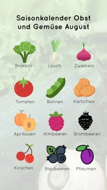 Saisonkalender - Regionales Obst und Gemüse im August