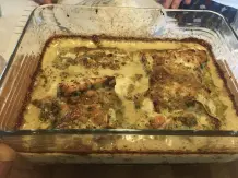 Lachs-Krabbengratin mit rotem Reis