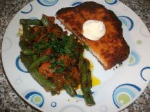 Paniertes Schnitzel mit Karotten & Bohnen