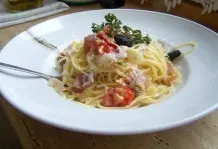 Spaghetti mit Serano-Schinken und Ei