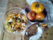 Tomatensalat mit Büffelmozzarella und Salame Soppressate