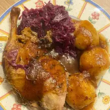 Barbarie-Ente mit Rotkraut & Knödeln - Weihnachtsmenü