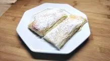 Blätterteigschnitten mit Pudding und Quark