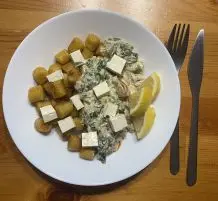 Spinat-Frischkäse-Soße mit Gnocchi