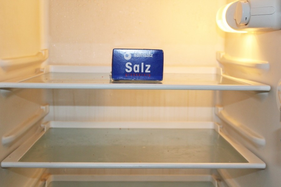 Mithilfe von Salz lässt sich Schimmelbildung in einem leeren Kühlschrank vermeiden.
