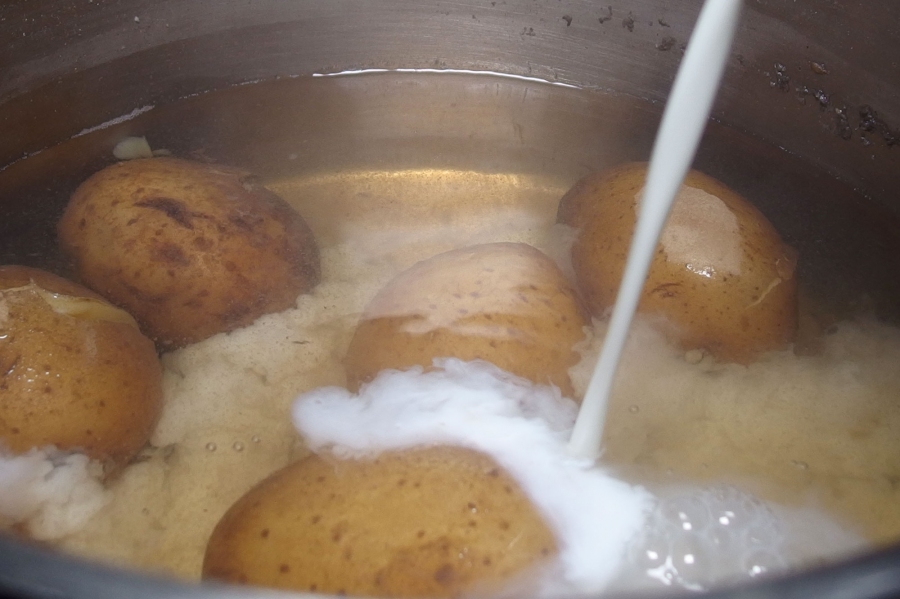 Schrumpelige Kartoffeln schmecken wie frisch gekauft, wenn man ins Kochwasser einen Schluck Vollmilch gibt.