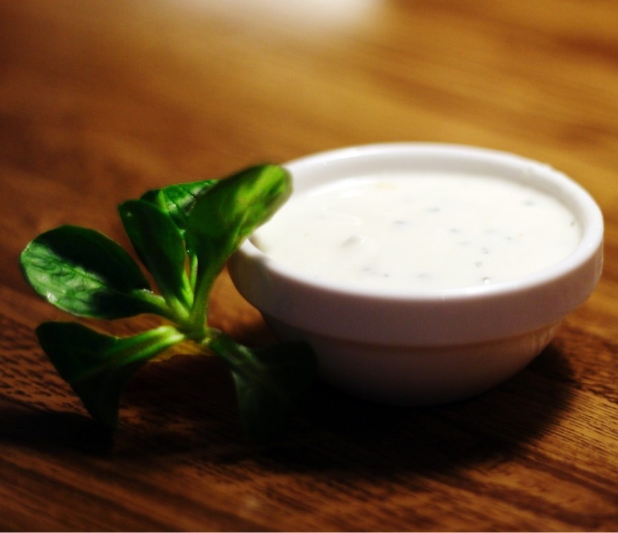 Mit einer Basis aus Joghurt und saurer Sahne kann dieser erfrischende Dip je nach Belieben mit verschiedenen Kräutern verfeinert werden.