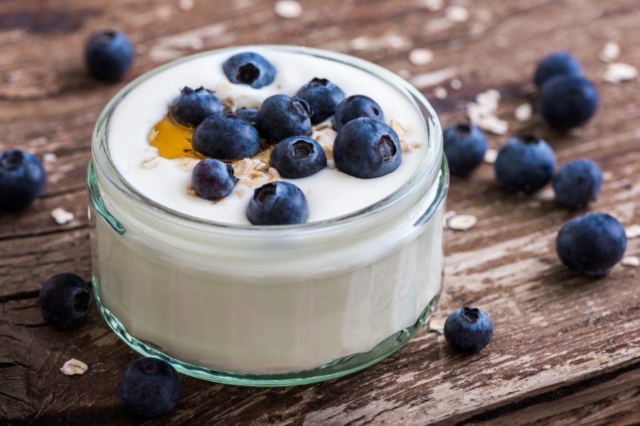Selbstgemachter Joghurt mit Blaubeeren